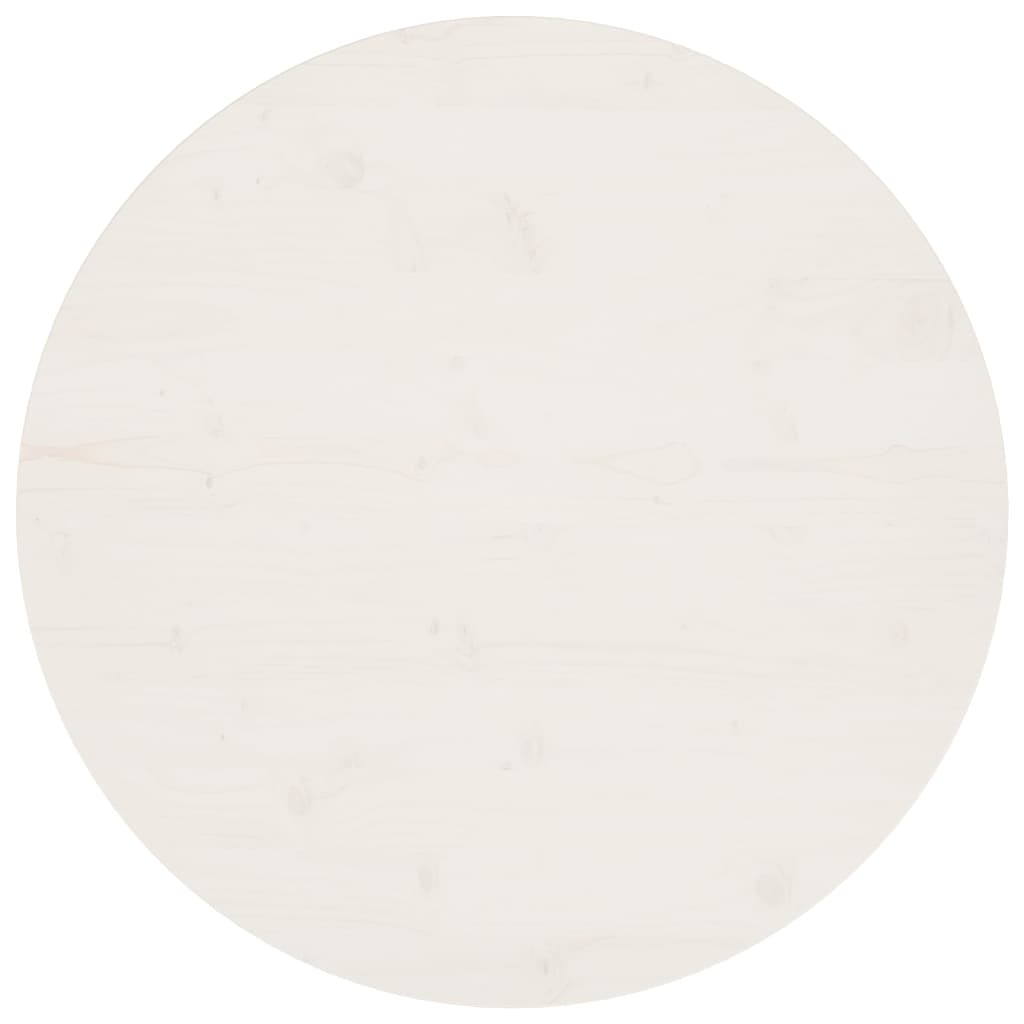 Piano Tavolo Bianco Ø80x2,5 Cm In Legno Massello Di Pino