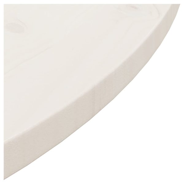 Piano Tavolo Bianco Ø80x2,5 Cm In Legno Massello Di Pino - Image 4