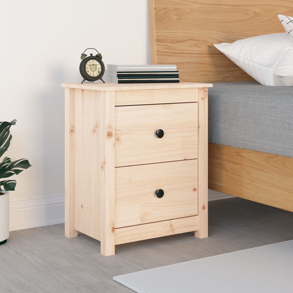 Comodino 50x35x61,5 Cm In Legno Massello Di Pino
