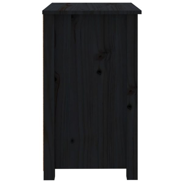 Comodino Nero 50x35x61,5 Cm In Legno Massello Di Pino - Image 4