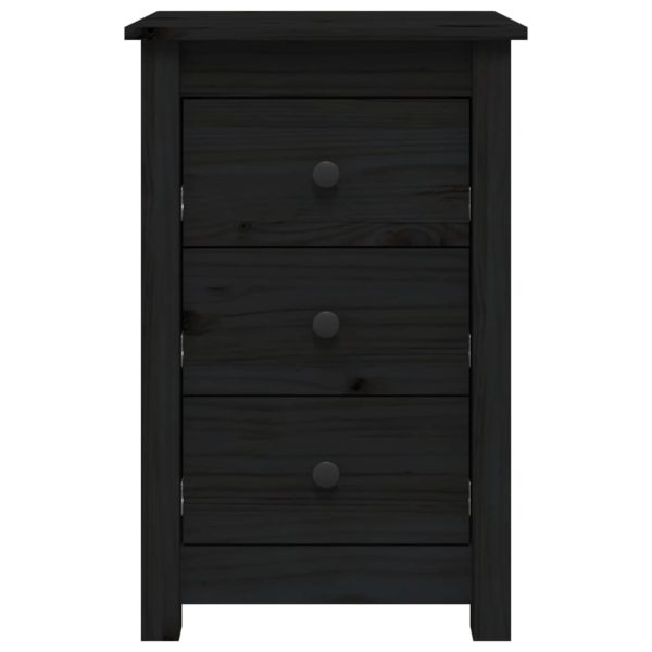 Comodino Nera 40x35x61,5 Cm In Legno Massello Di Pino - Image 3