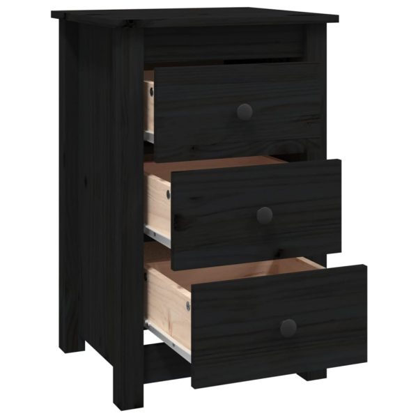 Comodino Nera 40x35x61,5 Cm In Legno Massello Di Pino - Image 4