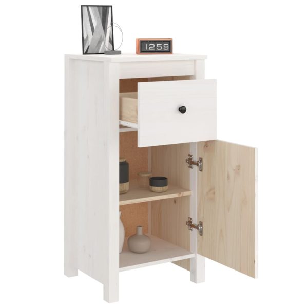 Credenze 2 Pz Bianche 40x35x80 Cm In Legno Massello Di Pino - Image 4