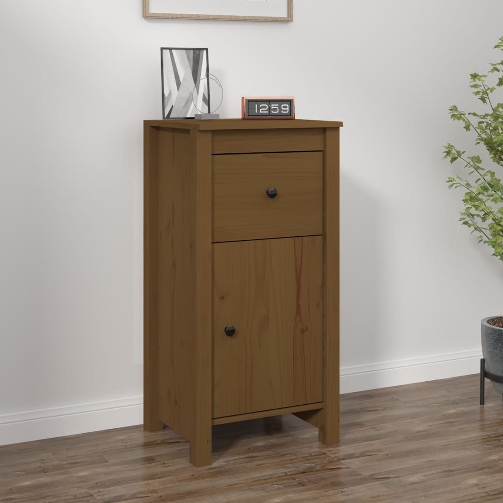 Credenza Marrone Ambrato 40x35x80 Cm In Legno Massello Di Pino