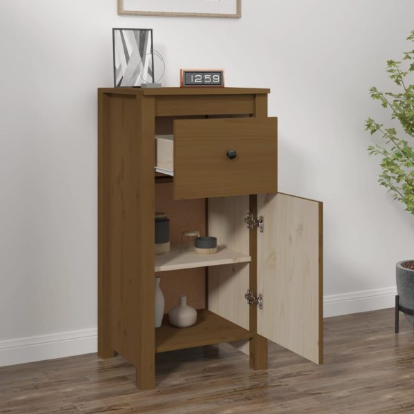 Credenza Marrone Ambrato 40x35x80 Cm In Legno Massello Di Pino - Image 3