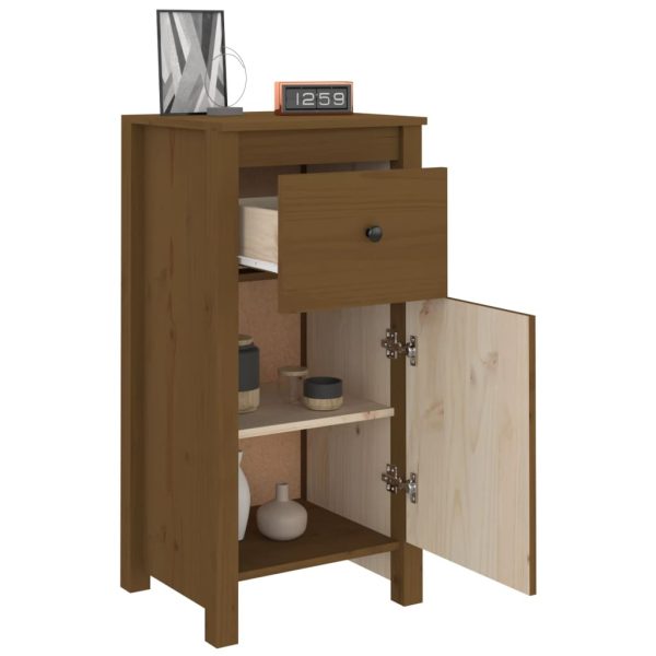 Credenza Marrone Ambrato 40x35x80 Cm In Legno Massello Di Pino - Image 4