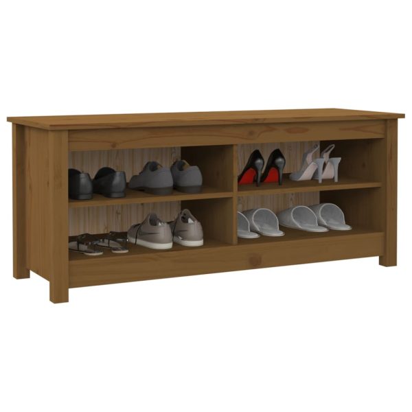 Scarpiera Ambrata 110x38x45,5 Cm In Legno Massello Di Pino - Image 6