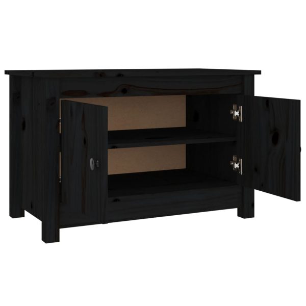Scarpiera Nera 70x38x45,5 Cm In Legno Massello Di Pino - Image 6