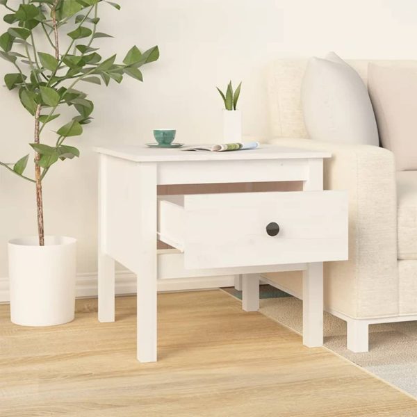 Tavolino Bianco 50x50x49 Cm Legno Massello Di Pino - Image 3