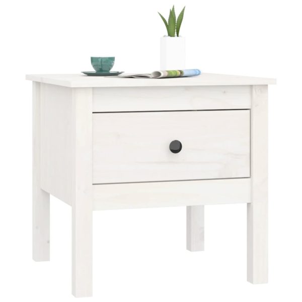 Tavolino Bianco 50x50x49 Cm Legno Massello Di Pino - Image 4