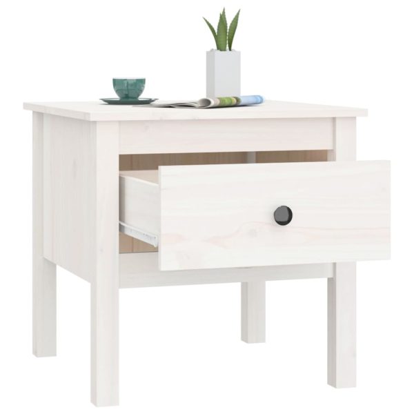 Tavolino Bianco 50x50x49 Cm Legno Massello Di Pino - Image 5