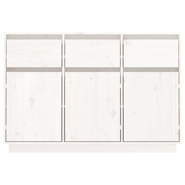 Credenza Bianca 110x34x75 Cm In Legno Massello Di Pino - Image 3