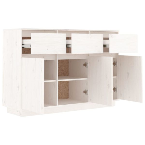 Credenza Bianca 110x34x75 Cm In Legno Massello Di Pino - Image 4