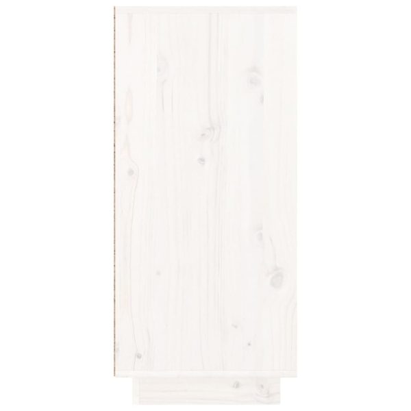 Credenza Bianca 110x34x75 Cm In Legno Massello Di Pino - Image 5