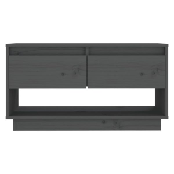 Mobile Porta Tv Grigio 74x34x40 Cm In Legno Massello Di Pino - Image 3