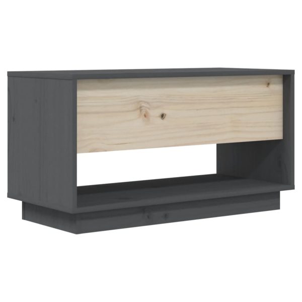 Mobile Porta Tv Grigio 74x34x40 Cm In Legno Massello Di Pino - Image 6