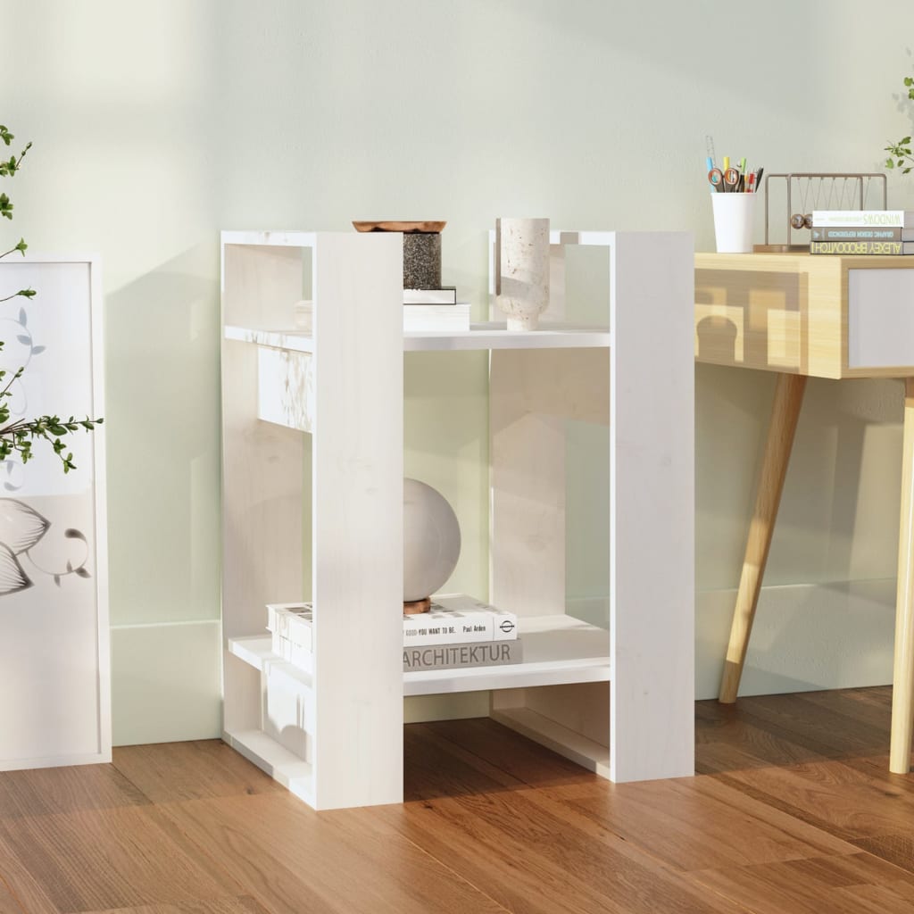 Libreria/divisorio Bianco 41x35x57 Cm In Legno Massello Di Pino