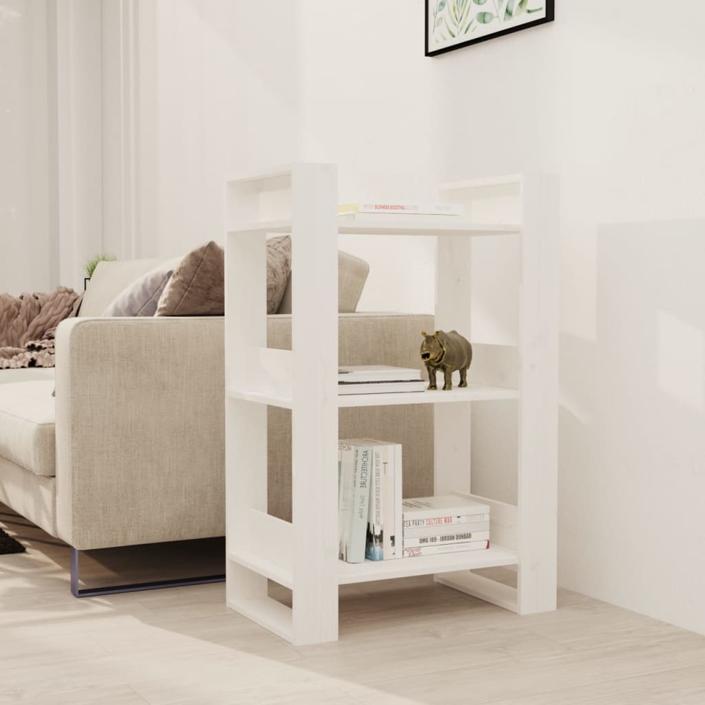 Libreria/divisorio Bianco 60x35x91 Cm In Legno Massello Di Pino