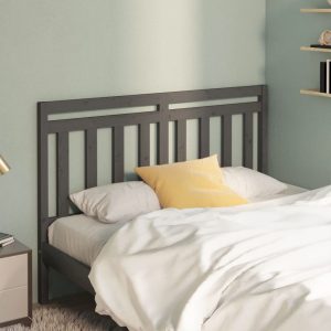 Testiera Per Letto Grigia 126x4x100cm In Legno Massello Di Pino