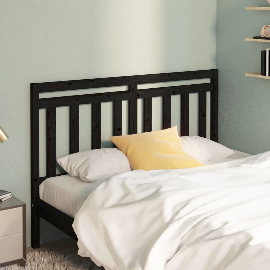 Testiera Per Letto Nera 166x4x100 Cm In Legno Massello Di Pino