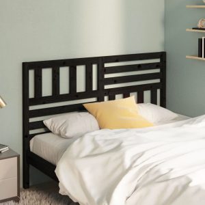 Testiera Per Letto Nera 126x4x100 Cm In Legno Massello Di Pino