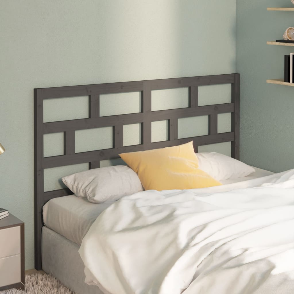 Testiera Per Letto Grigia 126x4x100cm In Legno Massello Di Pino