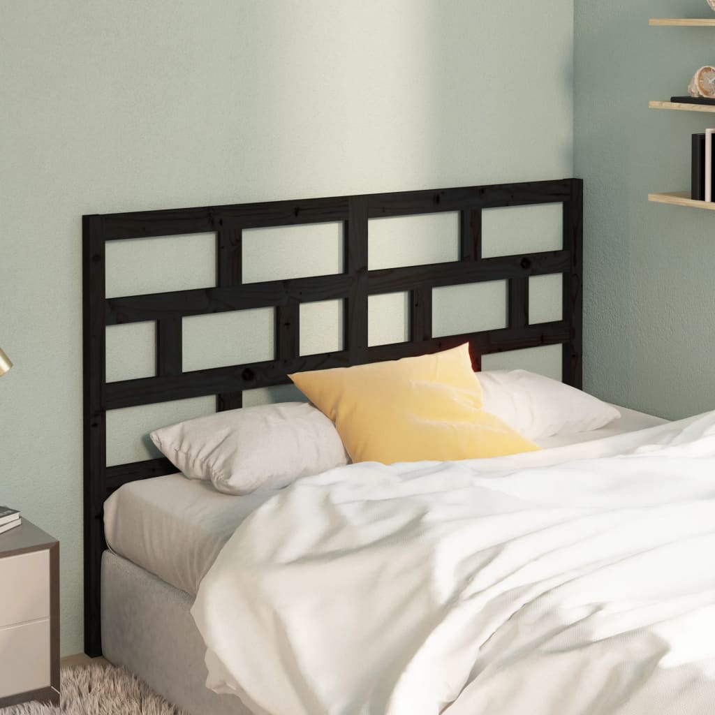 Testiera Per Letto Nera 156x4x100 Cm In Legno Massello Di Pino