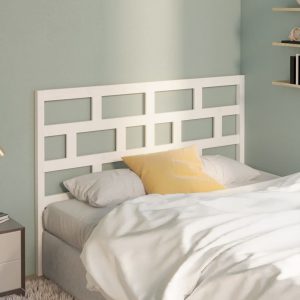 Testiera Per Letto Bianca 166x4x100cm In Legno Massello Di Pino