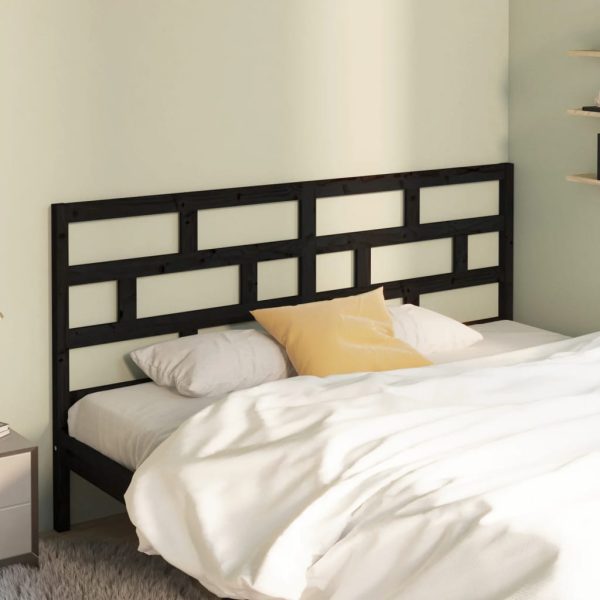 Testiera Per Letto Nera 186x4x100 Cm In Legno Massello Di Pino
