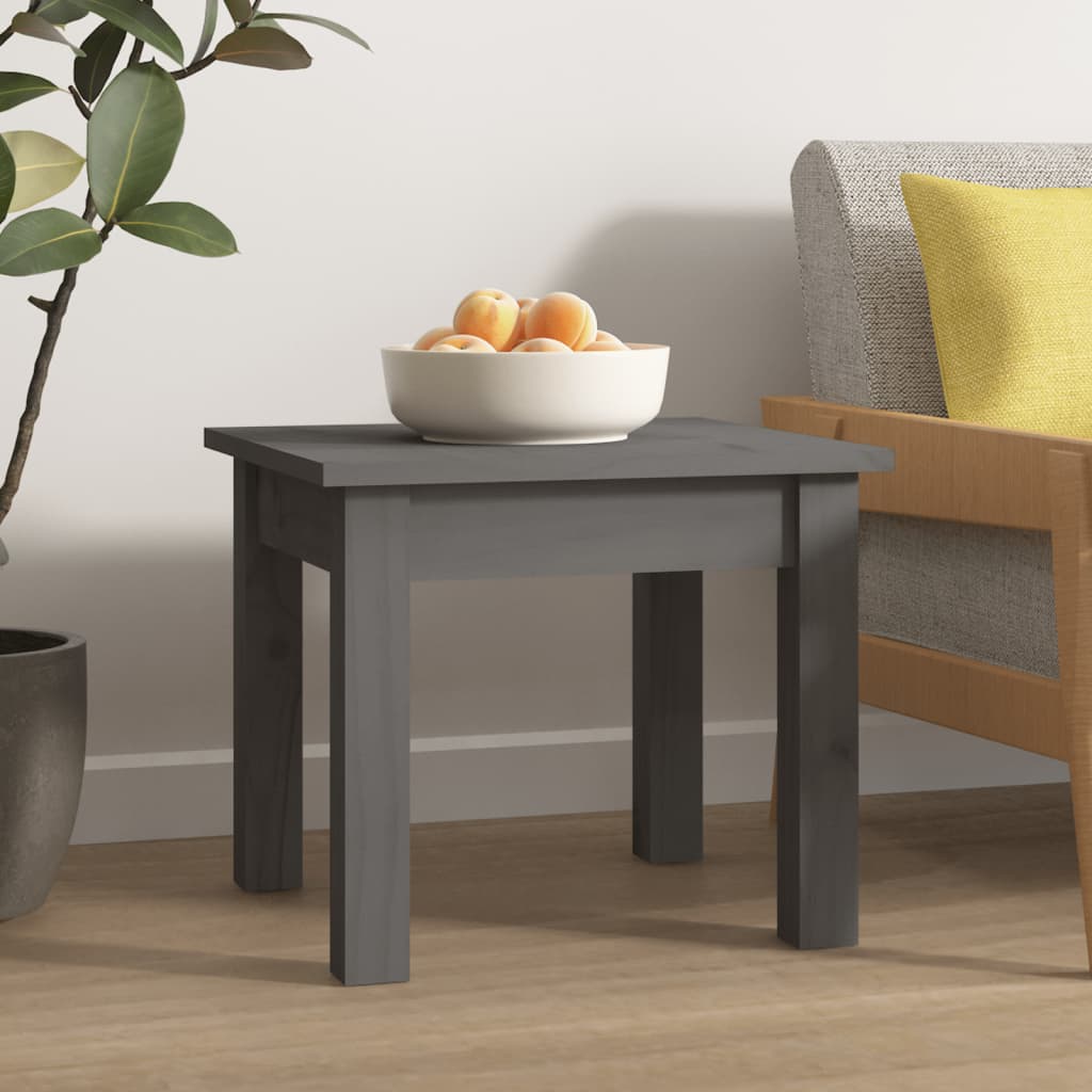 Tavolino Da Salotto Grigio 35x35x30 Cm Legno Massello Di Pino