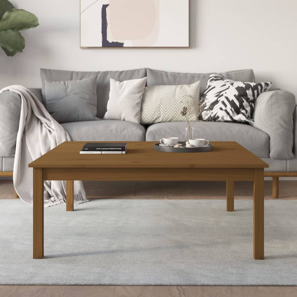 Tavolino Da Salotto Marrone Cera 100x100x40 Cm Legno Di Pino