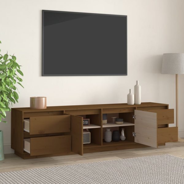 Mobile Porta Tv Ambra 176x37x47,5 Cm In Legno Massello Di Pino - Image 3