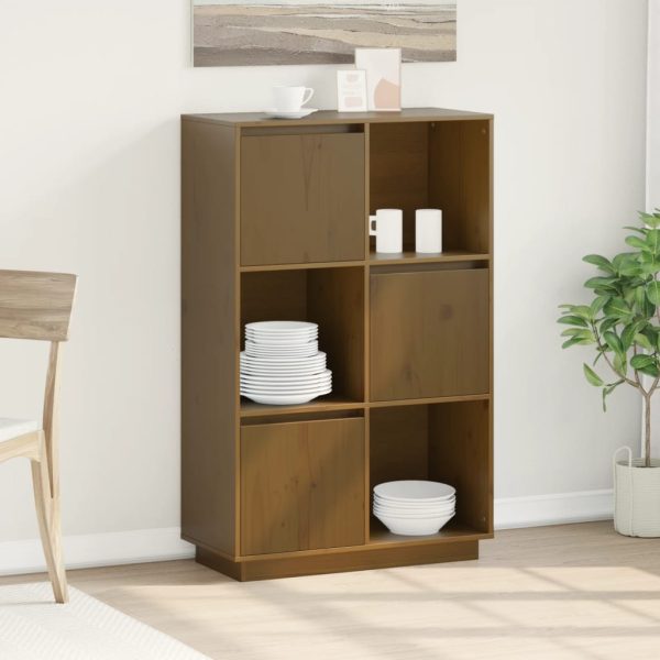 Credenza Marrone Ambrato 74x35x117 Cm In Legno Massello Di Pino