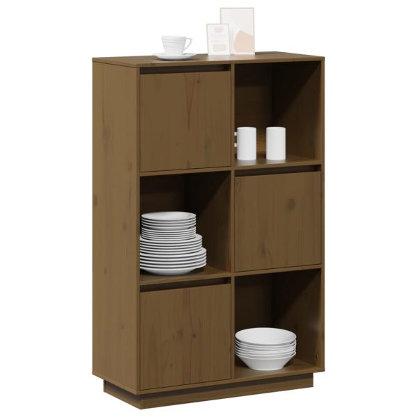 Credenza Marrone Ambrato 74x35x117 Cm In Legno Massello Di Pino - Image 4