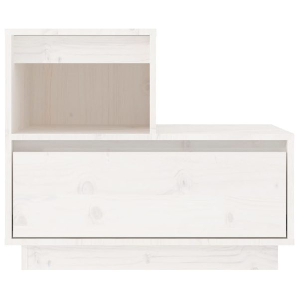 Comodino Bianco 60x34x51 Cm In Legno Massello Di Pino - Image 3