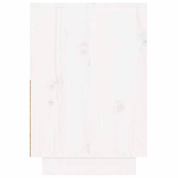 Comodino Bianco 60x34x51 Cm In Legno Massello Di Pino - Image 4
