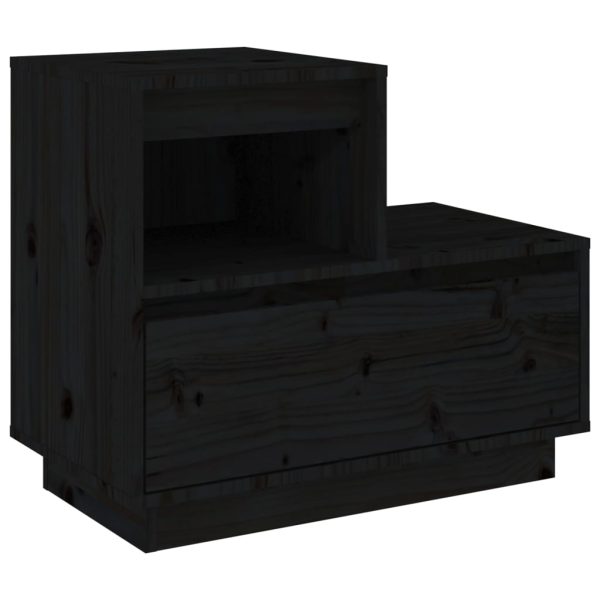 Comodini Neri 2 Pz 60x34x51 Cm In Legno Massello Di Pino - Image 3