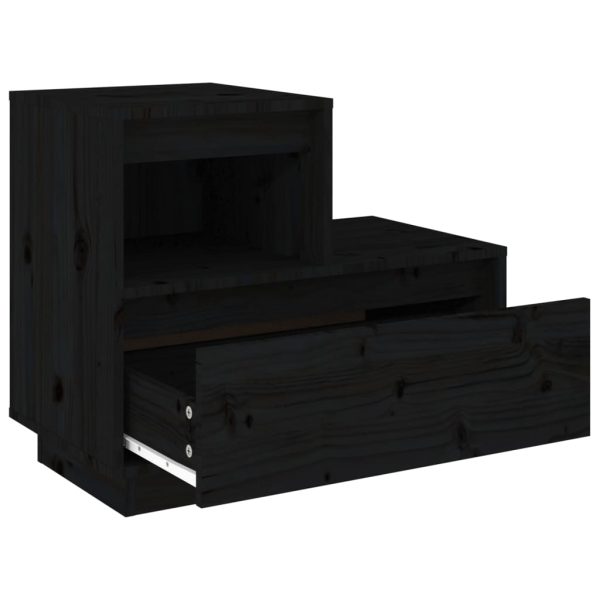 Comodini Neri 2 Pz 60x34x51 Cm In Legno Massello Di Pino - Image 6