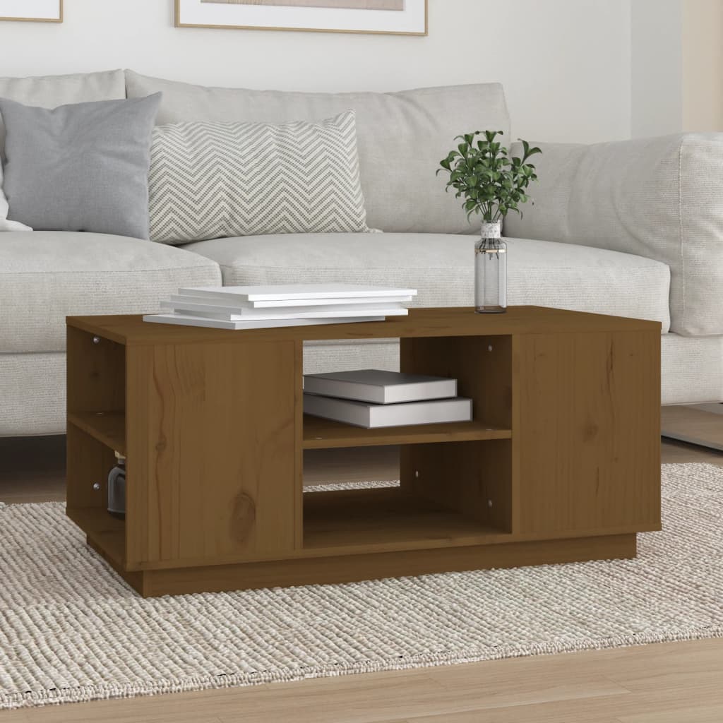 Tavolino Da Salotto Ambra 90x49x40,5 Cm Legno Massello Di Pino