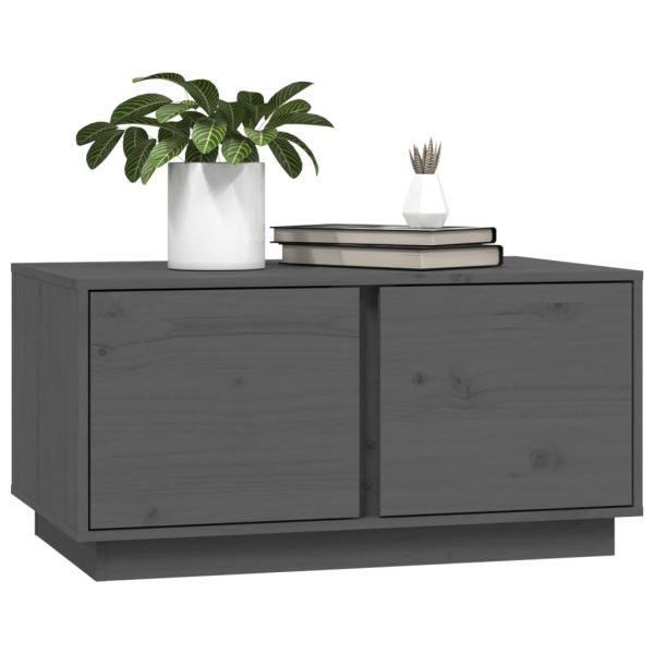 Tavolino Da Salotto Grigio 80x50x40 Cm Legno Massello Di Pino - Image 4