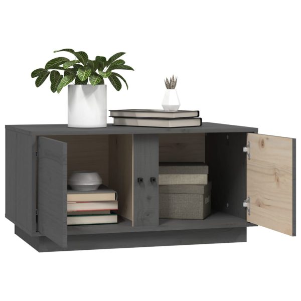 Tavolino Da Salotto Grigio 80x50x40 Cm Legno Massello Di Pino - Image 5