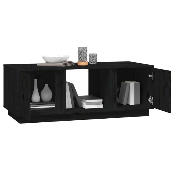 Tavolino Da Salotto Nero 110x50x40 Cm Legno Massello Di Pino - Image 4