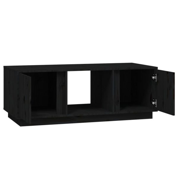 Tavolino Da Salotto Nero 110x50x40 Cm Legno Massello Di Pino - Image 6