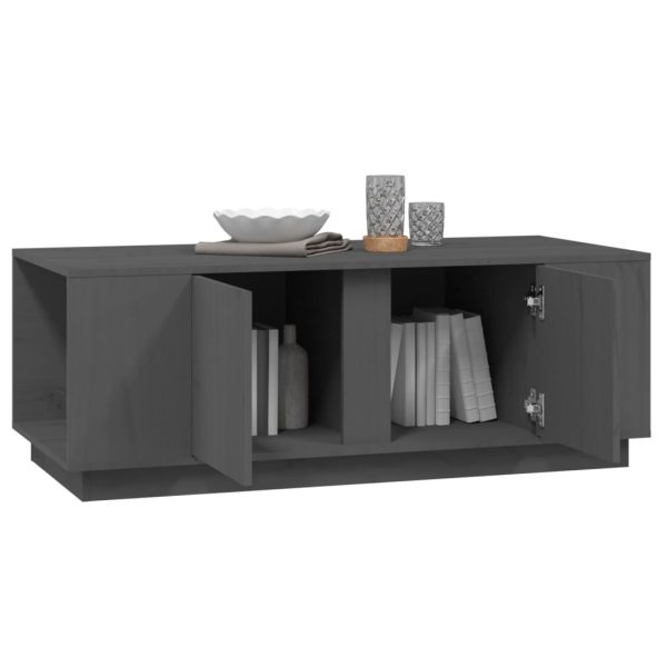 Tavolino Da Salotto Grigio 110x50x40 Cm Legno Massello Di Pino - Image 4