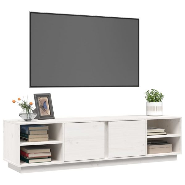 Mobile Porta Tv Bianco 156x40x40 Cm In Legno Massello Di Pino - Image 4