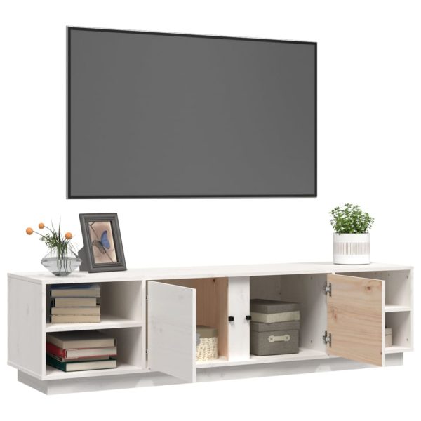 Mobile Porta Tv Bianco 156x40x40 Cm In Legno Massello Di Pino - Image 5