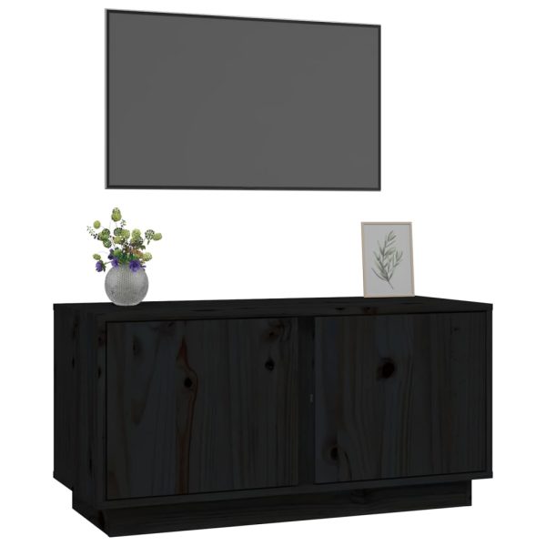 Mobile Porta Tv Nera 80x35x40,5 Cm In Legno Massello Di Pino - Image 4