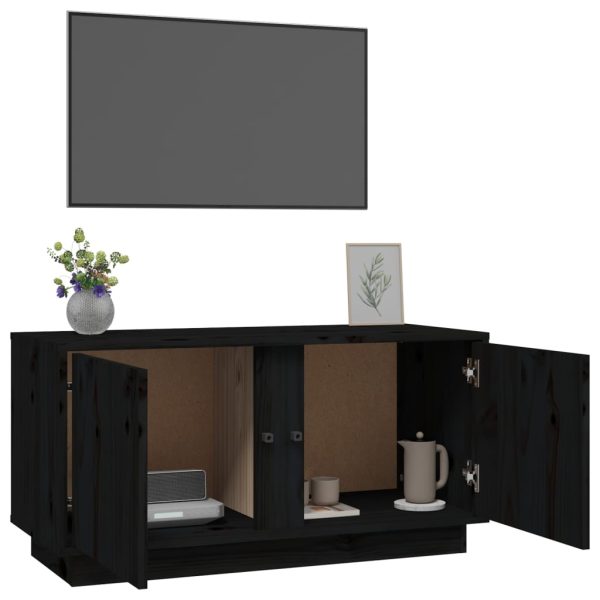 Mobile Porta Tv Nera 80x35x40,5 Cm In Legno Massello Di Pino - Image 5