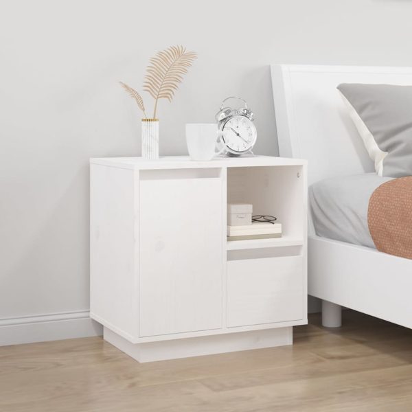 Comodini 2 Pz Bianco 50x34x50 Cm In Legno Massello Di Pino - Image 3