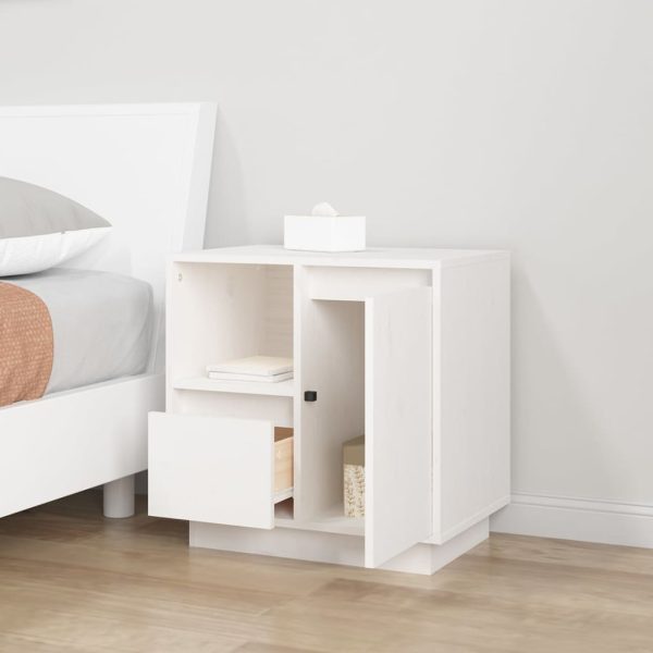 Comodini 2 Pz Bianco 50x34x50 Cm In Legno Massello Di Pino - Image 4